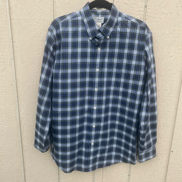 L.L Bean Plaid Button Down Short and Long Sleeve Shirts Mens Size Medium LOT - Picture 8 of 16